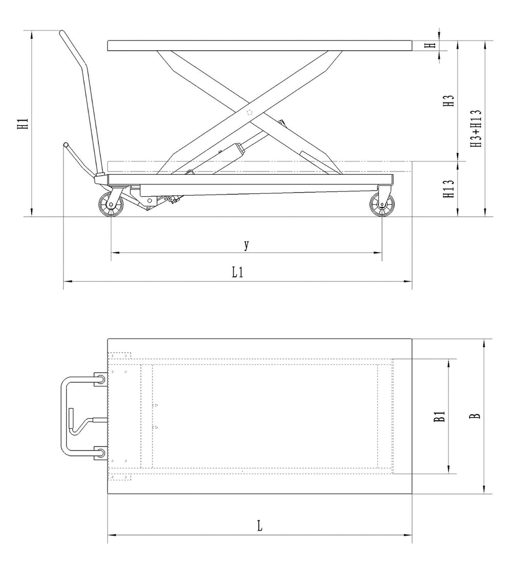 Tavolo di sollevamento a piattaforma idraulico con piano grande TG 500