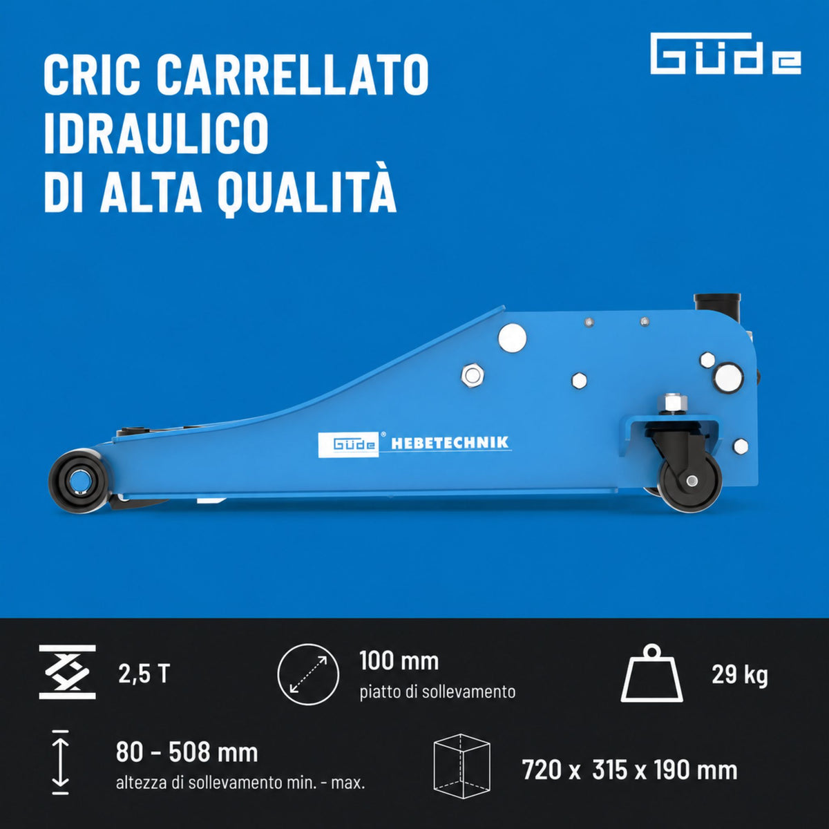 Sollevatore idraulico a carrello Güde GRH 2.5/510L