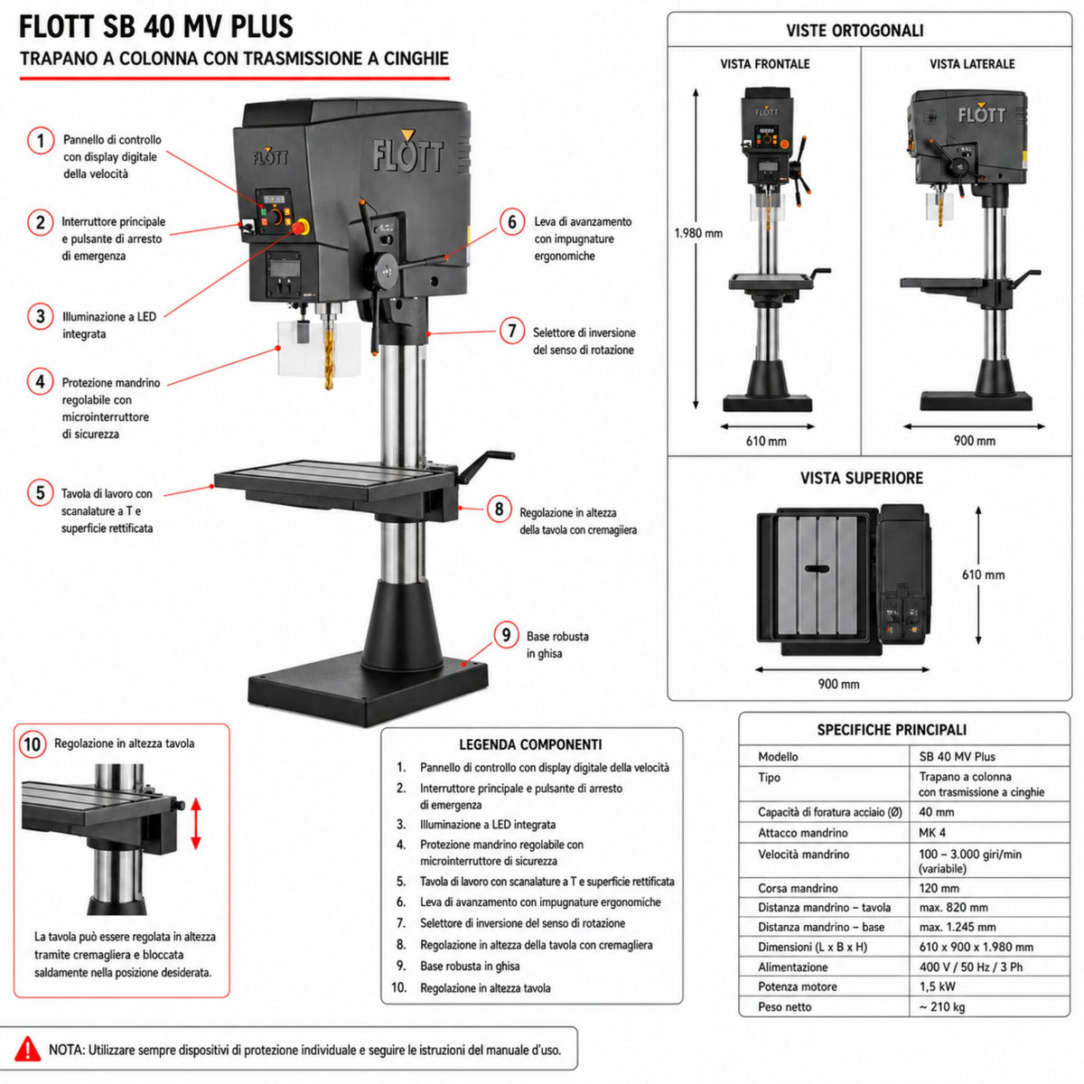 Trapano a colonna Flott SB 40 MV Plus