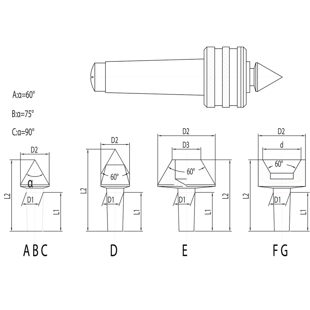 Punta di centraggio rotante SMA - MK 2