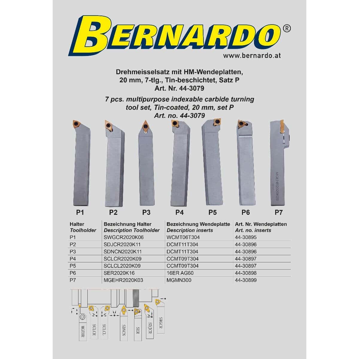 20mm Carbide Insert Lathe Tool Set P Set