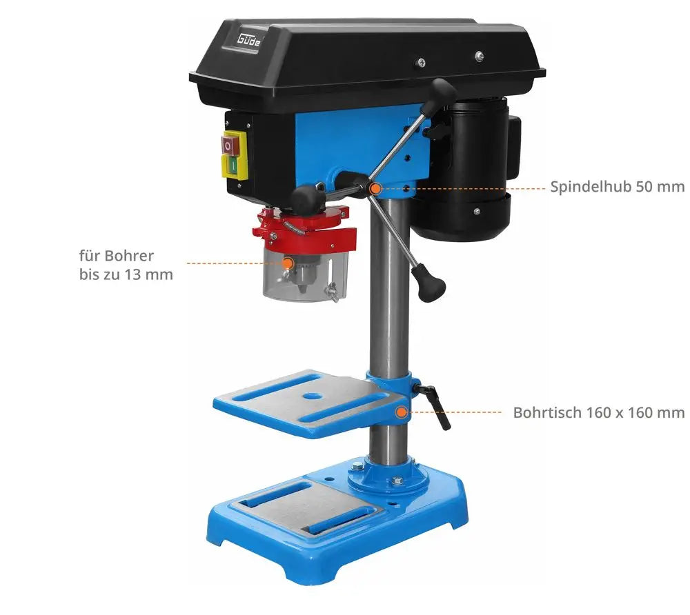 Guede GTB 13/355 – Trapano a colonna da banco 350W con pulegge e regolazione velocità