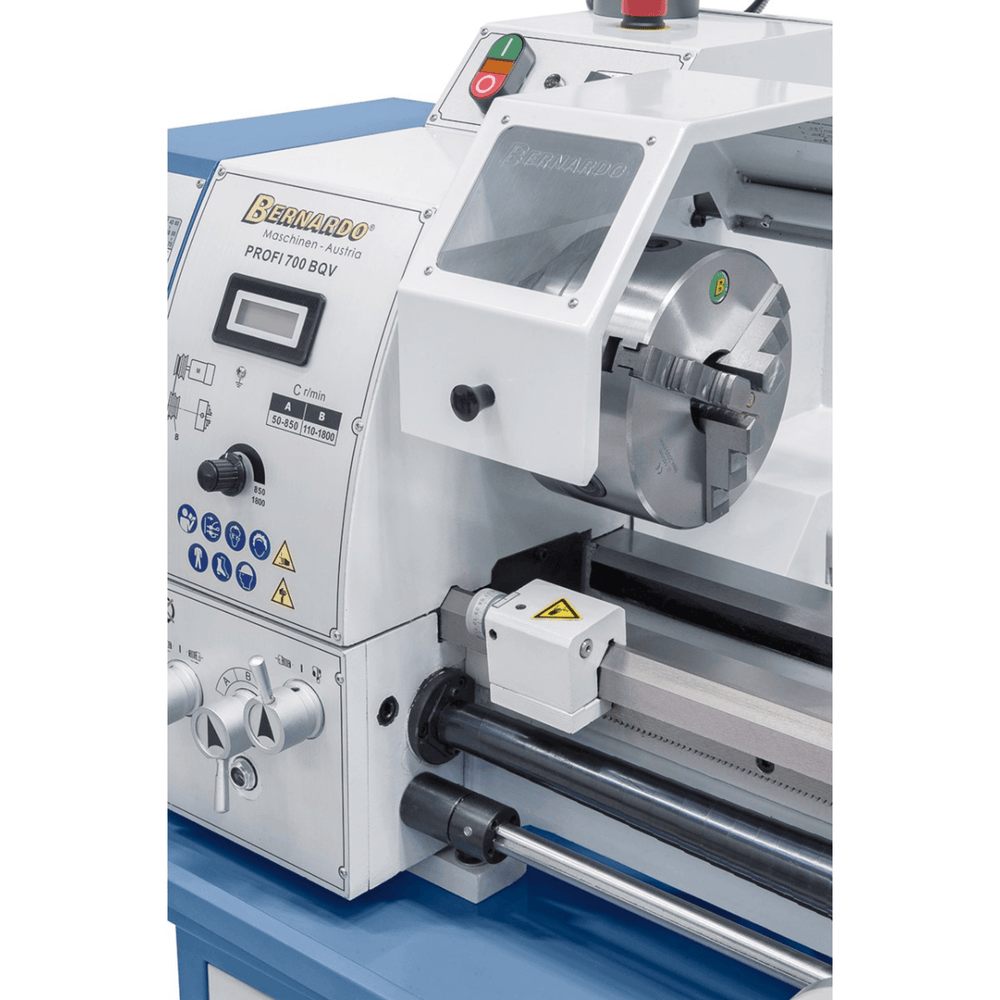 Tornio Bernardo Profi 700 BQV Vario / 230 V con DRO – Compatto e preciso
