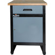 Armadio portamacchina in acciaio verniciato, con cassetto superiore e anta frontale, altezza 840 mm, ideale per officine e postazioni di lavoro.