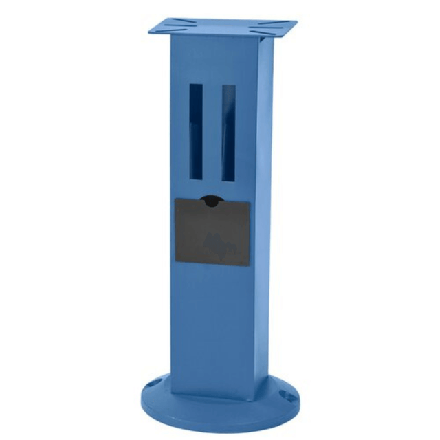 Supporto per smerigliatrici DSA con piano 280x170 mm, altezza 840 mm, vano porta dischi abrasivi e cassetto porta utensili integrato.
