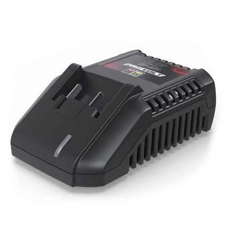 Caricabatterie rapido Guede LG 18-30 da 3.0 A compatibile con tutte le batterie 18V E³ e ProVolt, ideale per ricariche rapide e sicure.
