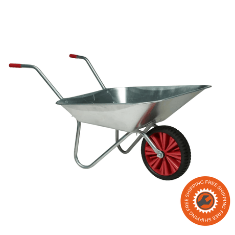 Carriola Ravendo BD 800 FLEX con vasca da 80 litri e ruota FlexLite, ideale per giardinaggio e trasporto leggero.