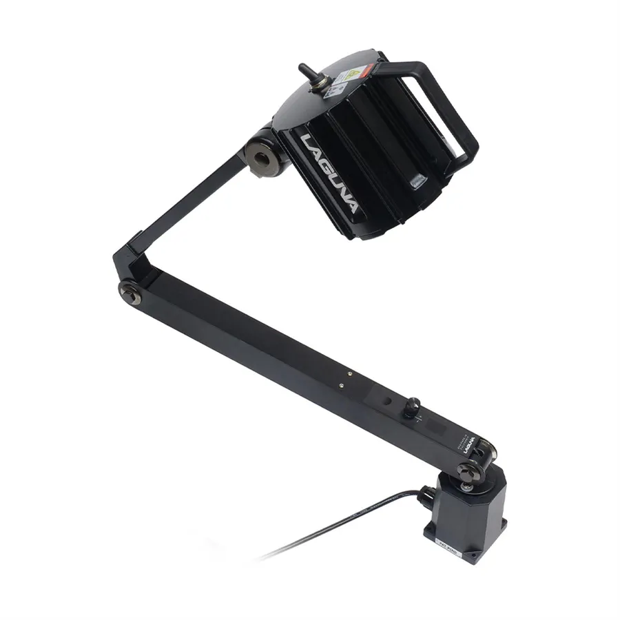 Faro LED in alluminio con supporto preforato, CRI 90 e rotazione di 320° per luce direzionale e antiabbagliamento durante le lavorazioni in laboratorio.