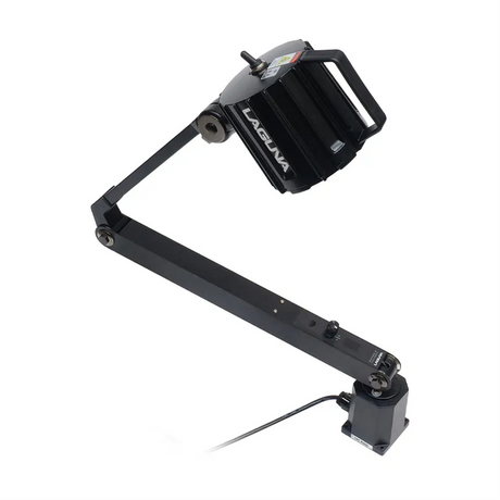 Faro LED in alluminio con supporto preforato, CRI 90 e rotazione di 320° per luce direzionale e antiabbagliamento durante le lavorazioni in laboratorio.