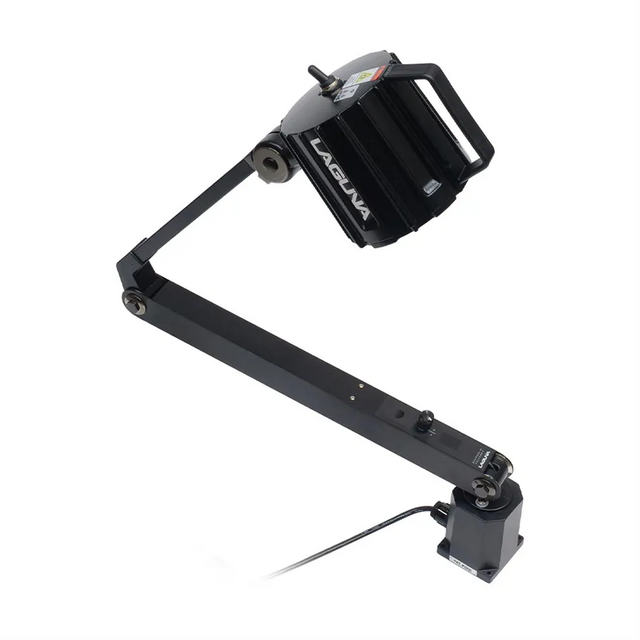 Faro LED in alluminio con supporto preforato, CRI 90 e rotazione di 320° per luce direzionale e antiabbagliamento durante le lavorazioni in laboratorio.