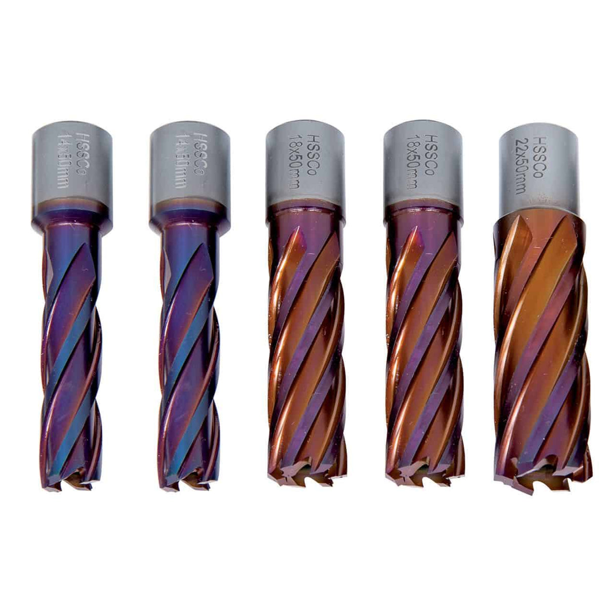 Core drill HSSCO5 CDL in nACO, 14/18/22 mm, drilling depth 50 mm, 5 pieces