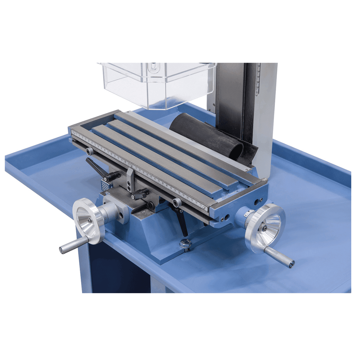 Trapano-fresatrice Bernardo KF 16 Vario con DRO DT 40 a 3 assi – foratura Ø 16 mm, fresa frontale Ø 50 mm, tavola 400 × 120 mm, testa inclinabile -90°/+90°, motore 0,5 kW, 230V monofase, peso 60 kg
