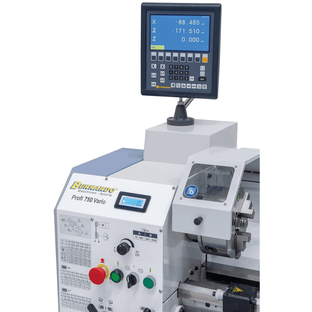 Bernardo Tornio metallo Bernardo Profi 750 Vario / 230 V con visualizzatore digitale a 2 assi