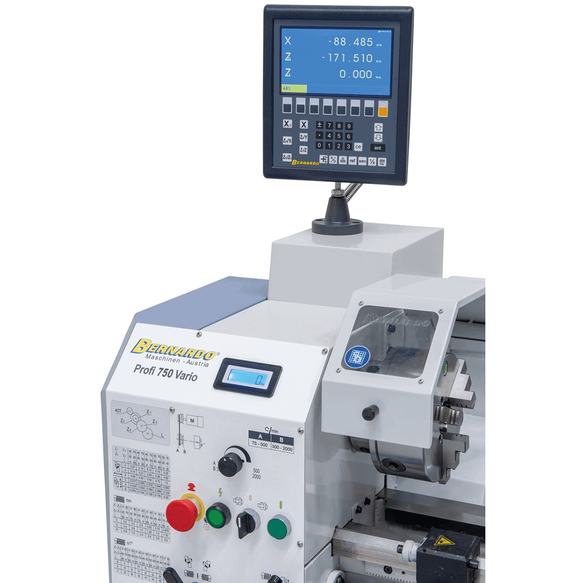 Bernardo Tornio metallo Bernardo Profi 750 Vario / 230 V con visualizzatore digitale a 2 assi