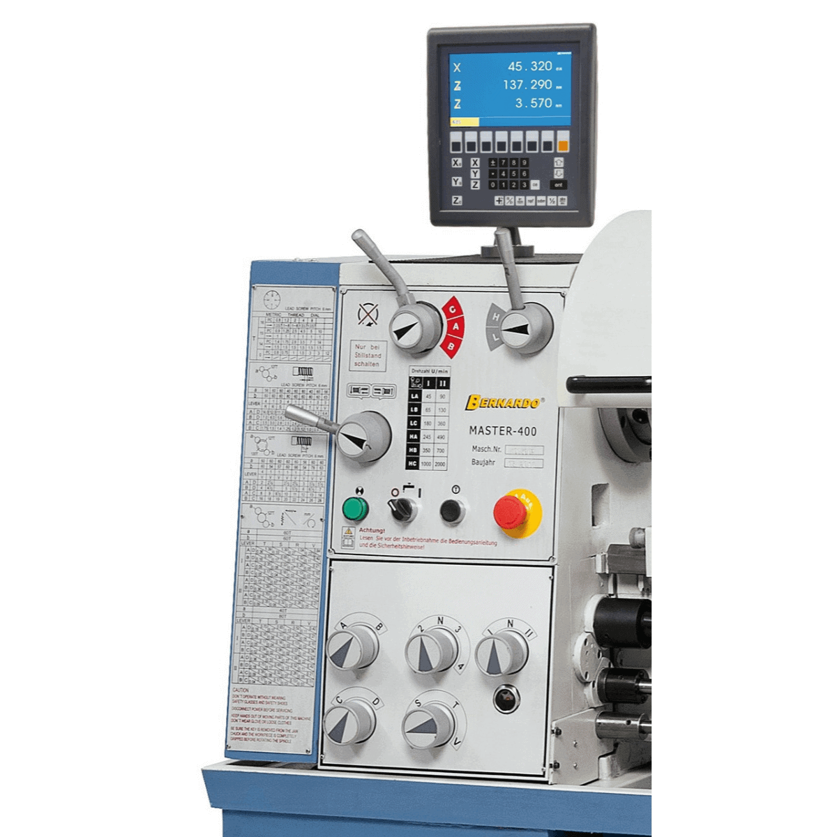 Tornio Bernardo Master 400 x 1000 con DRO 3 assi