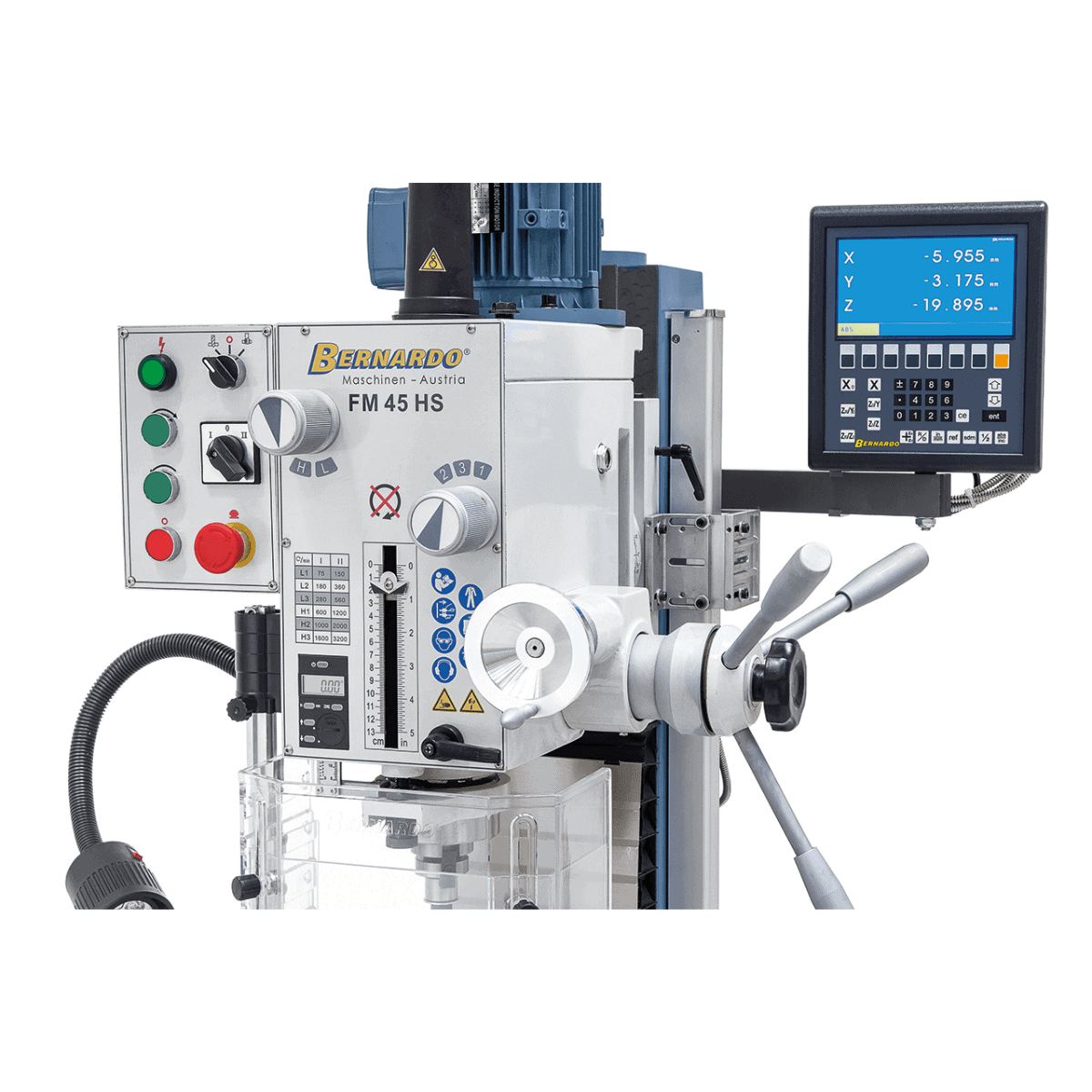 FM 45 HS Bohr-/Fräsmaschine mit 3-Achsen-Positionsanzeige ES-12 V