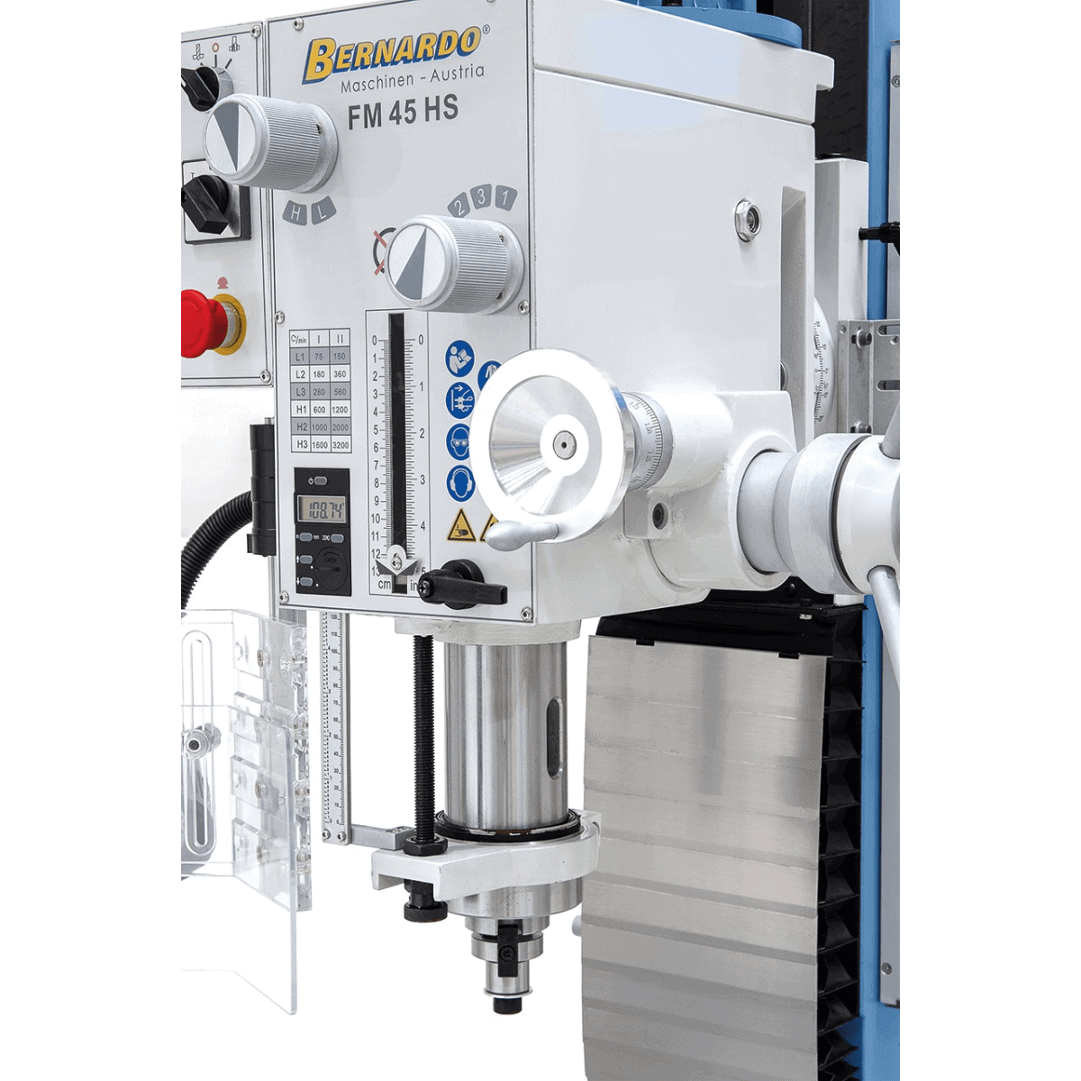 FM 45 HS Bohr-/Fräsmaschine mit 3-Achsen-Positionsanzeige ES-12 V
