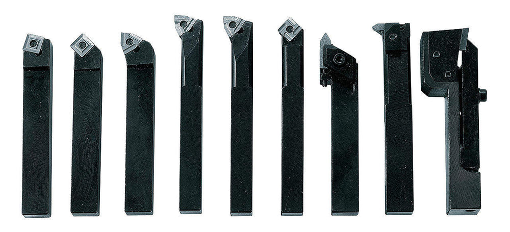 Set da tornio con inserti multitaglienti HM 12 mm, 9-pezzi, kit C