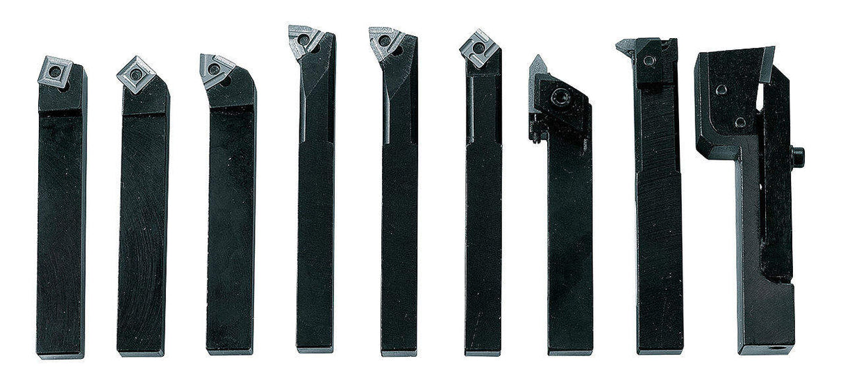 Set da tornio con inserti multitaglienti HM 12 mm, 9-pezzi, kit C