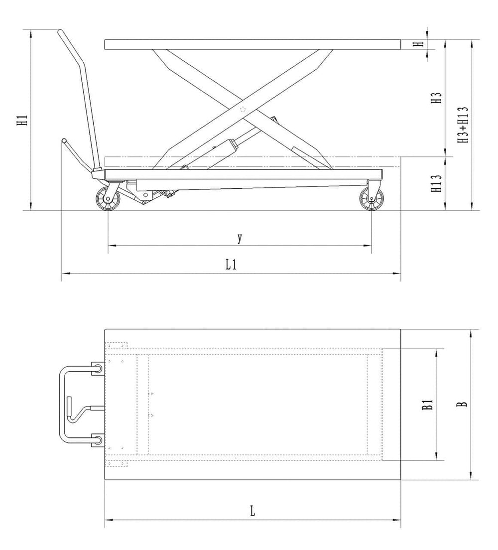 Tavolo di sollevamento a piattaforma idraulico con piano grande TG 1000