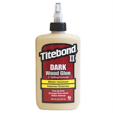 Flacone da 237 ml di Titebond II Colla per legno scuro D3, resistente all’acqua, con presa rapida e film marrone ideale per legni scuri e pregiati.