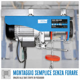 Paranco elettrico Güde GSZ 200/400 – portata 200 kg in tiro diretto o 400 kg con carrucola, fune 12 m