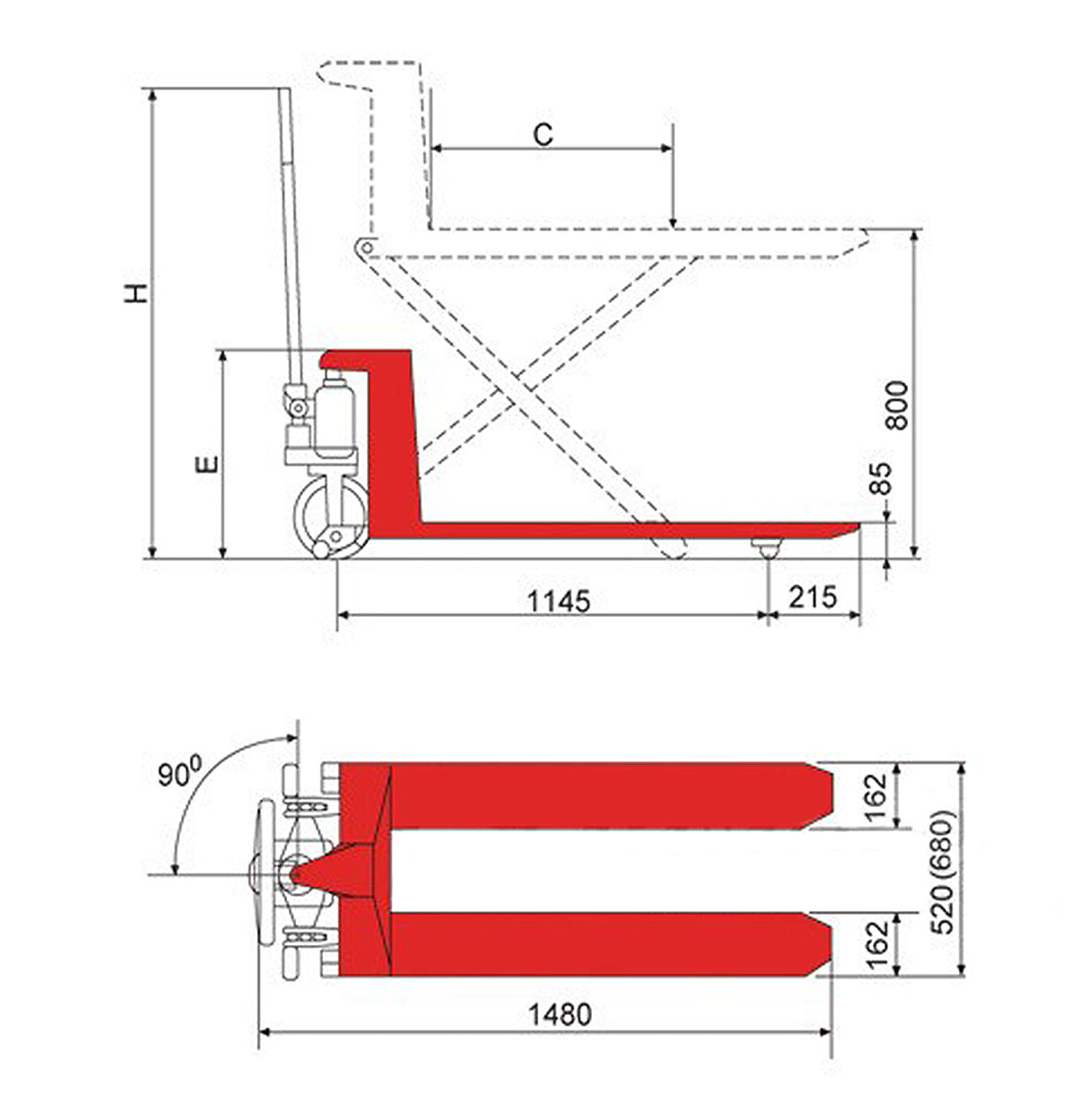 Carrello a piattaforma elevatrice manuale SHW 1000 T