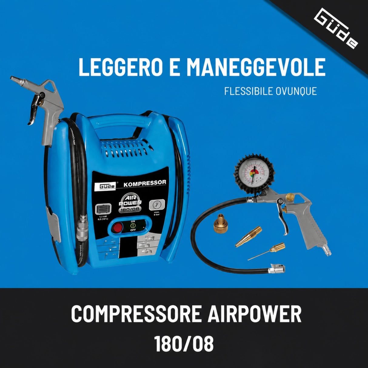 Compressore d'aria portatile Güde Airpower 180/08