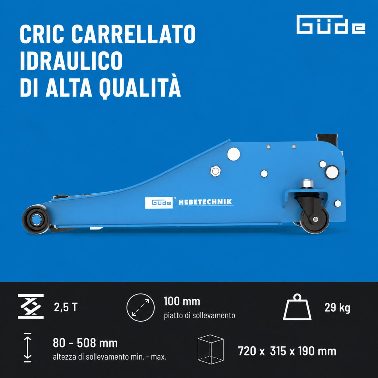 Sollevatore idraulico a carrello Güde GRH 2.5/510L