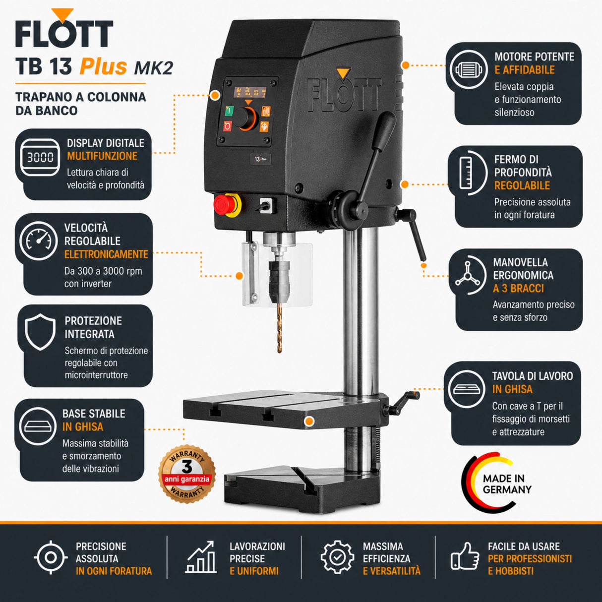 Trapano a colonna Flott TB 13 Plus MK2