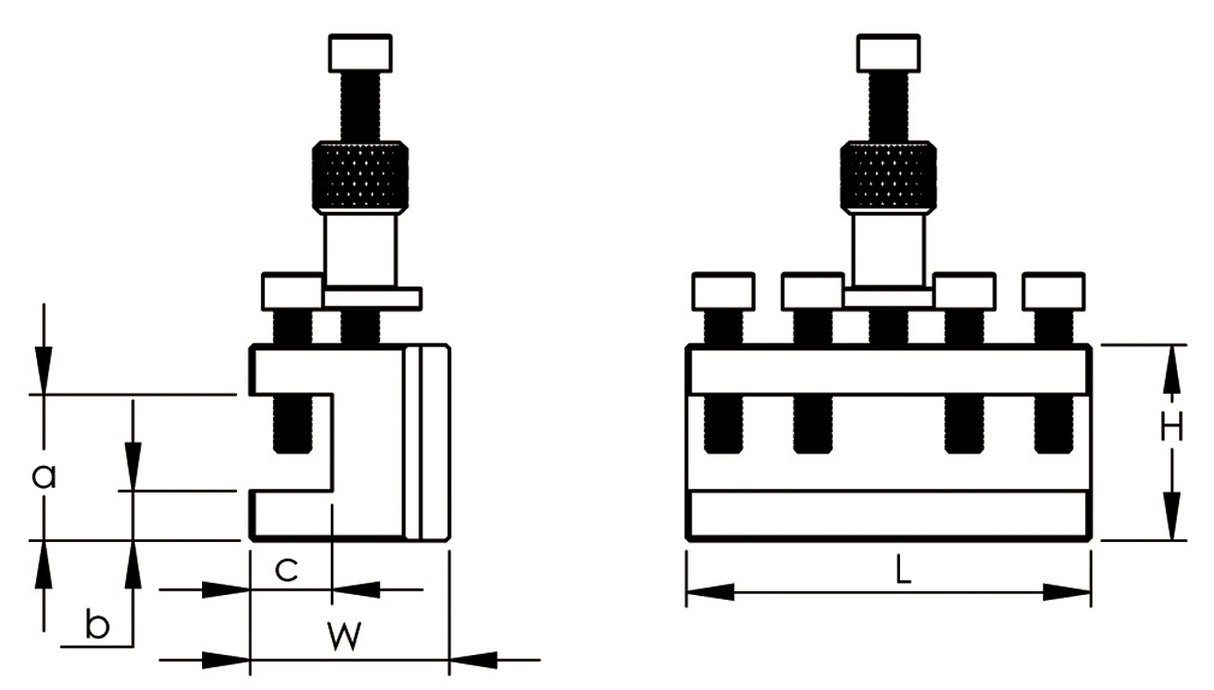 Interchangeable holder with a straight insert for size 20 
