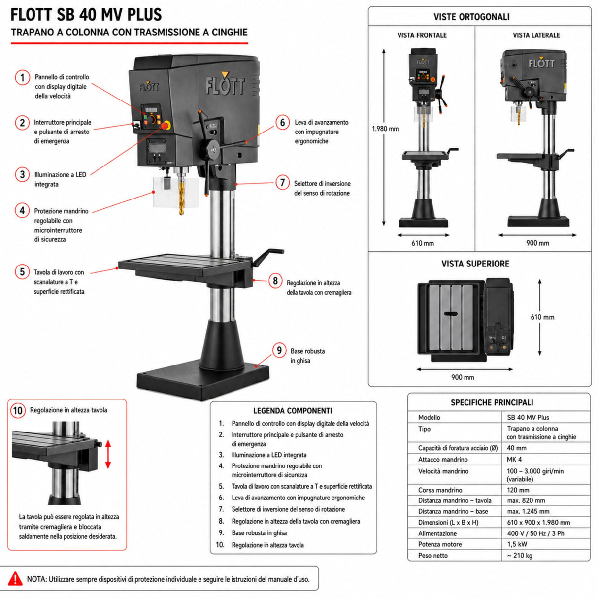 Trapano a colonna Flott SB 40 MV Plus