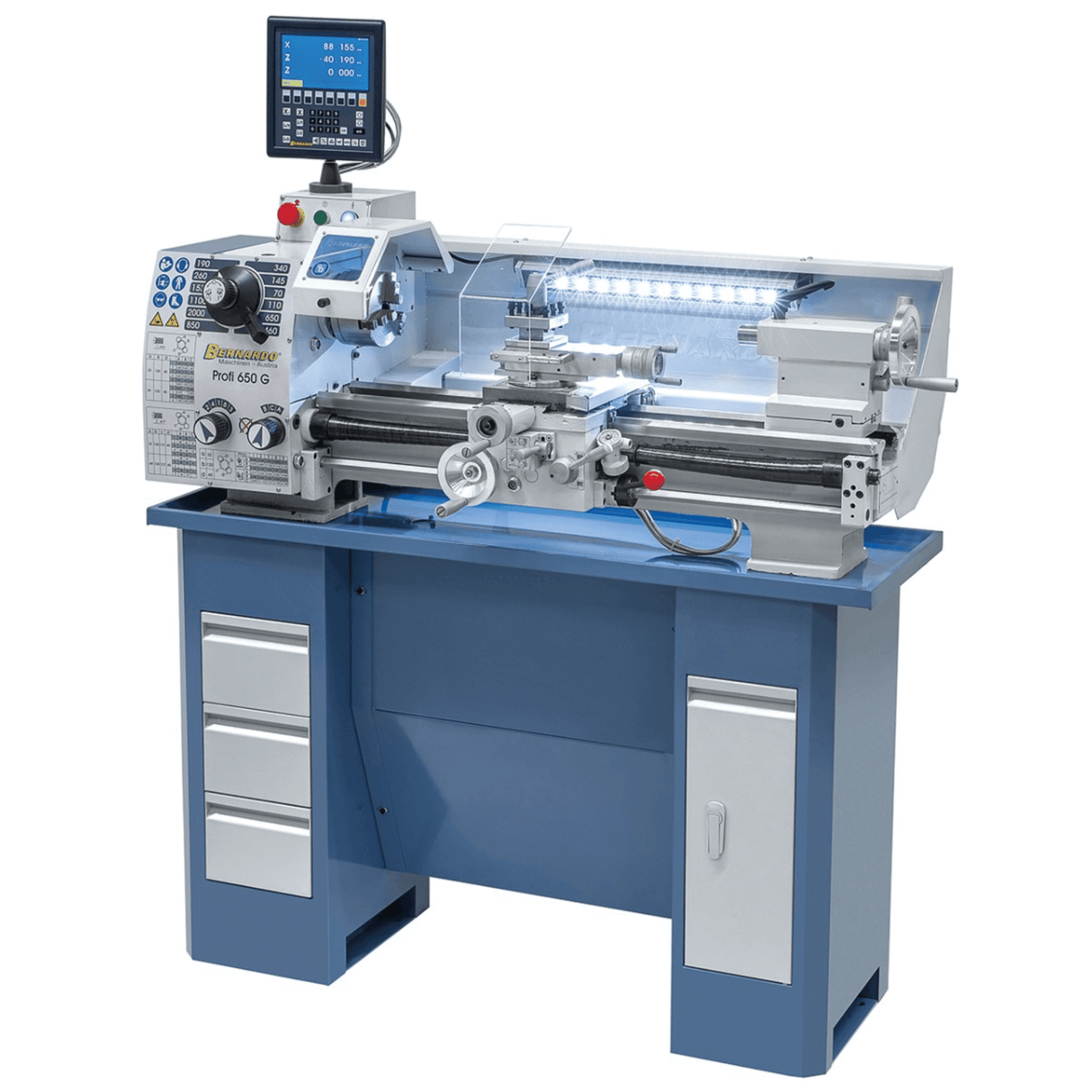 Tornio Bernardo Profi 650 G / 230 V con DRO 2 assi