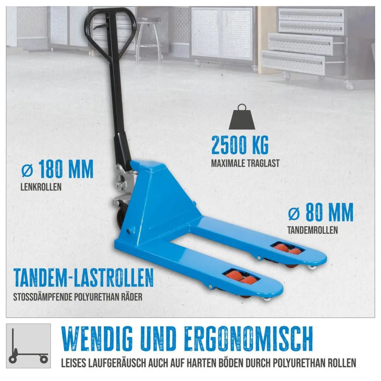 Carrello elevatore manuale Güde 2500 kg –  PU (forche 800 mm)