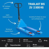 Carrello elevatore manuale Güde 2500 kg – PU (poliuretano)