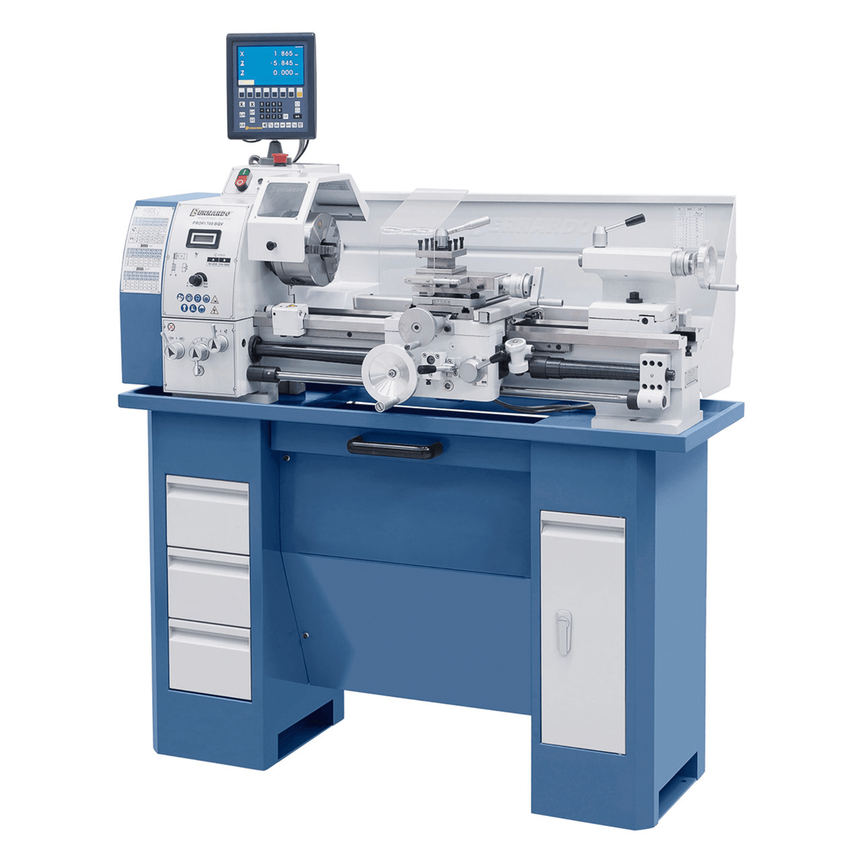 Tornio Bernardo Profi 700 BQV Vario / 230 V con DRO – Compatto e preciso