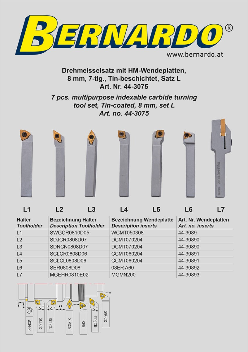 HM 8mm Mehrschneidplatten-Drehwerkzeug, L-Kit
