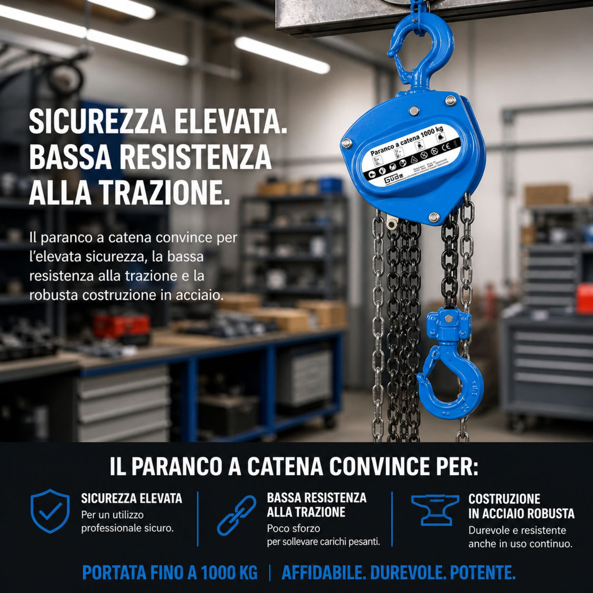 Paranco a ingranaggi cilindrici Güde 1000 kg