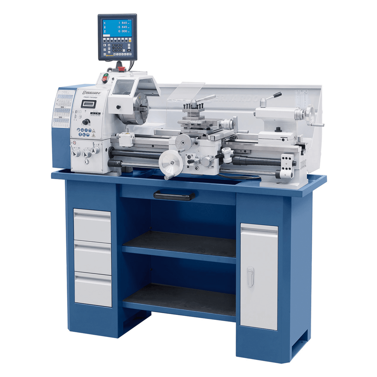 Tornio Bernardo Profi 700 BQV Vario / 230 V con DRO – Compatto e preciso
