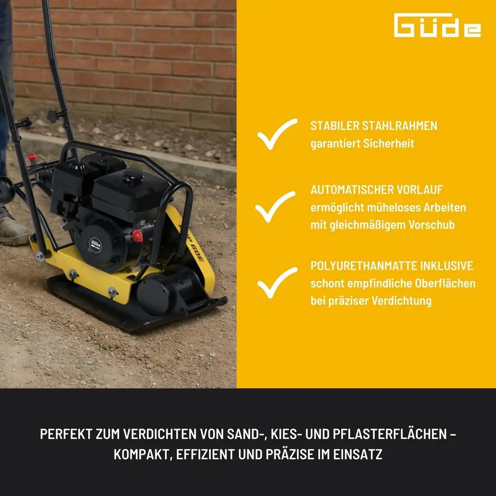 Piastra vibrante Güde GRP 60E – compattatore benzina per spazi ristretti