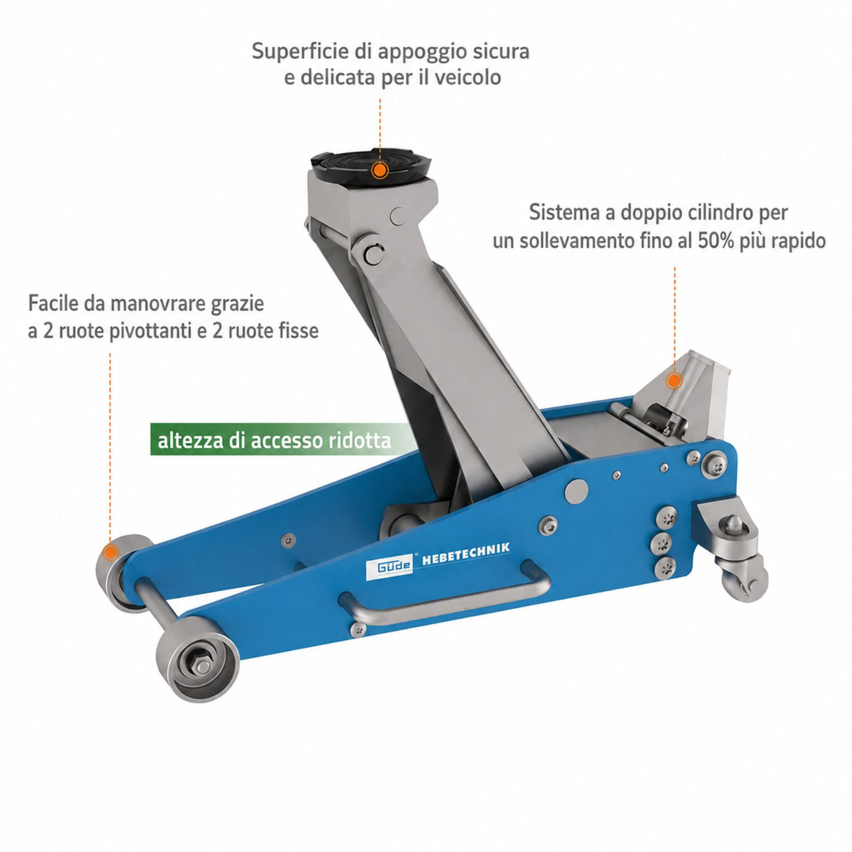 Sollevatore idraulico a carrello Güde GRH 2.5/460AL