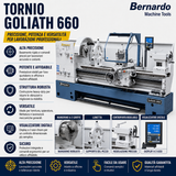 Tornio per metallo Bernardo Goliath 660 x 2000 con DRO digitale 3 assi