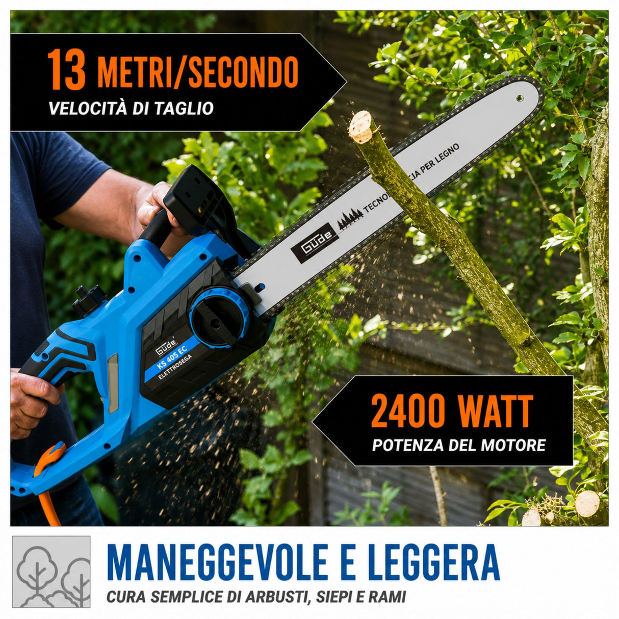 Motosega elettrica Güde KS 405 EC – 2400 W, leggera e potente