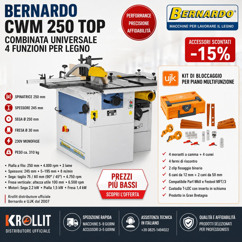 Combo Bernardo Combinata CWM 250 Top + UJK Kit Bloccaggio Completo