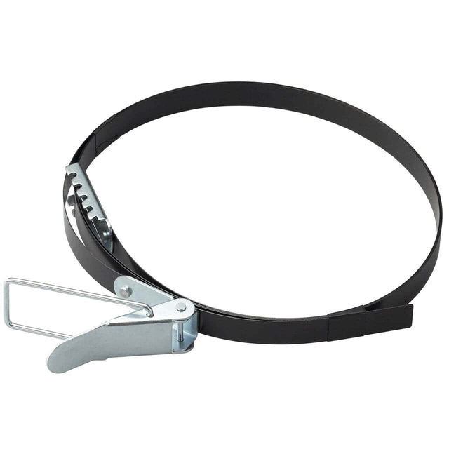 Fascetta di fissaggio Bernardo in acciaio zincato per il montaggio di filtri o sacchetti su aspiratori DC 230, DC 230 E e DC 250 CF, resistente e regolabile.