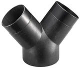 Giunzione a Y Bernardo per aspiratori DC 300 e DC 400, raccordo Ø130 mm con doppia uscita Ø100 mm, ideale per dividere il flusso d’aria in due linee di aspirazione.