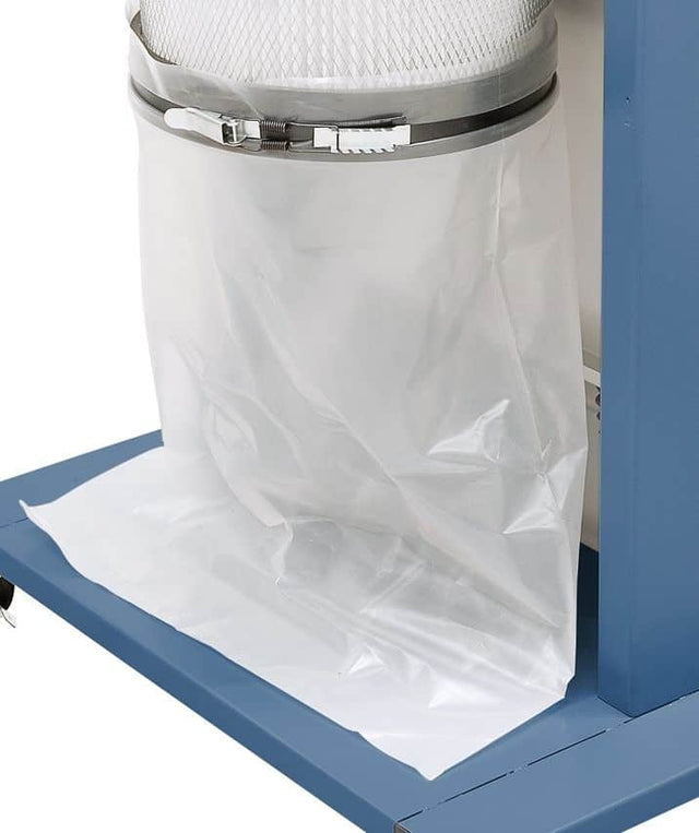 Set da 10 sacchetti di raccolta Bernardo in plastica trasparente, compatibili con aspiratore RLA 2700, resistenti e facili da installare per una gestione efficiente di trucioli e polveri.