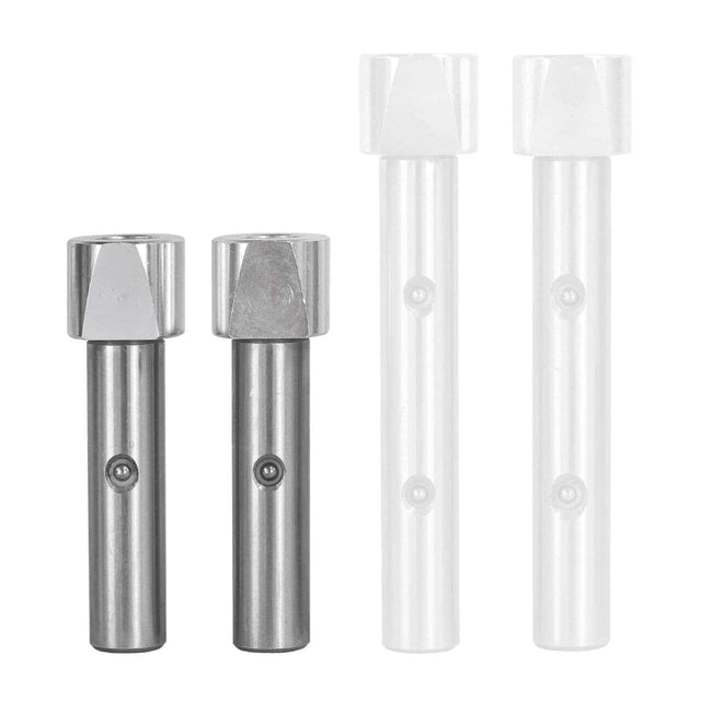 Set di 2 ganci da banco Bernardo in alluminio con testa inclinata per bloccaggio sicuro dei pezzi, altezza regolabile e struttura resistente per uso professionale.