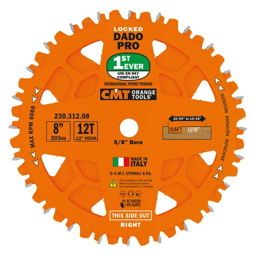 Set di lame CMT Dado Pro - D203x6,2-20 d15,87 Z12 HW