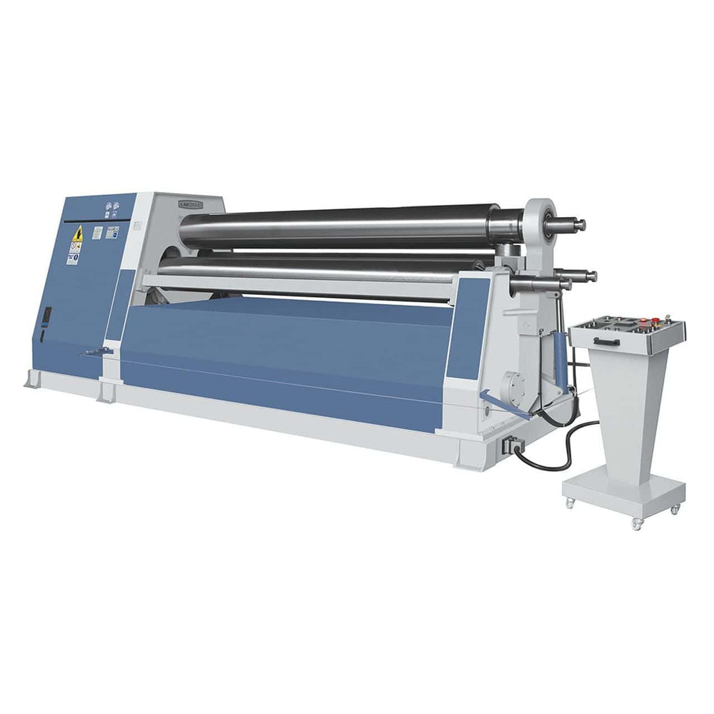 Calandra Bernardo AHK 3100 – 25,0 a 3 rulli, macchina industriale pesante con struttura idraulica, motore da 22 kW e capacità di piegatura fino a 30 mm.
